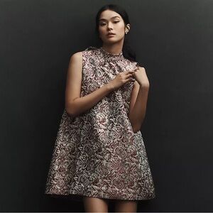 NWT! Anthropologie Pink Sunday in Brooklyn Brocade Mini Shift Dress 🔴